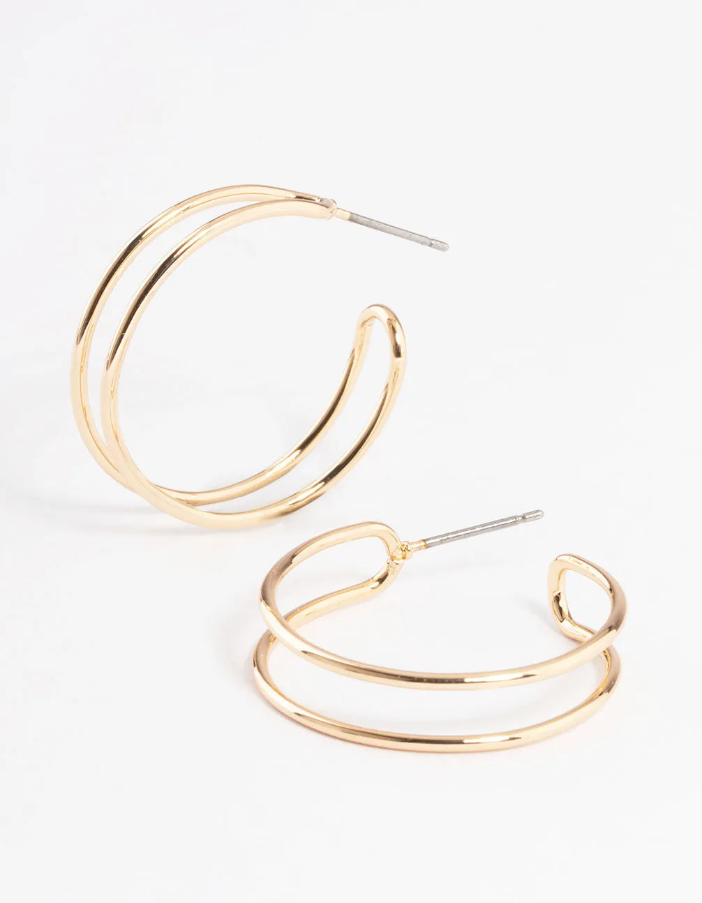 Gold Wire Double Hoop Earrings