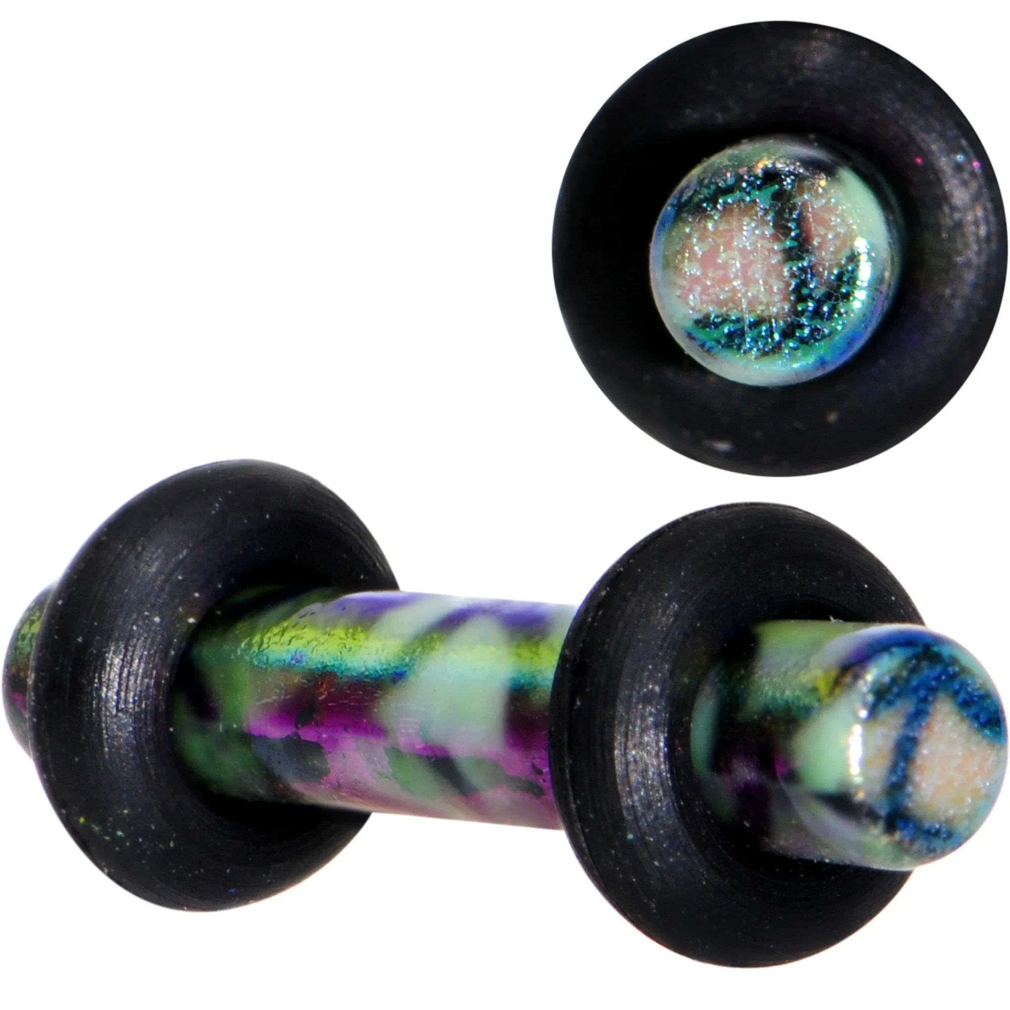 Green Blue Acrylic Mermaid Scale Straight Plug Set 14 Gauge to 8 Gauge