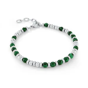 Green Malachite Beads & Steel Bracelet