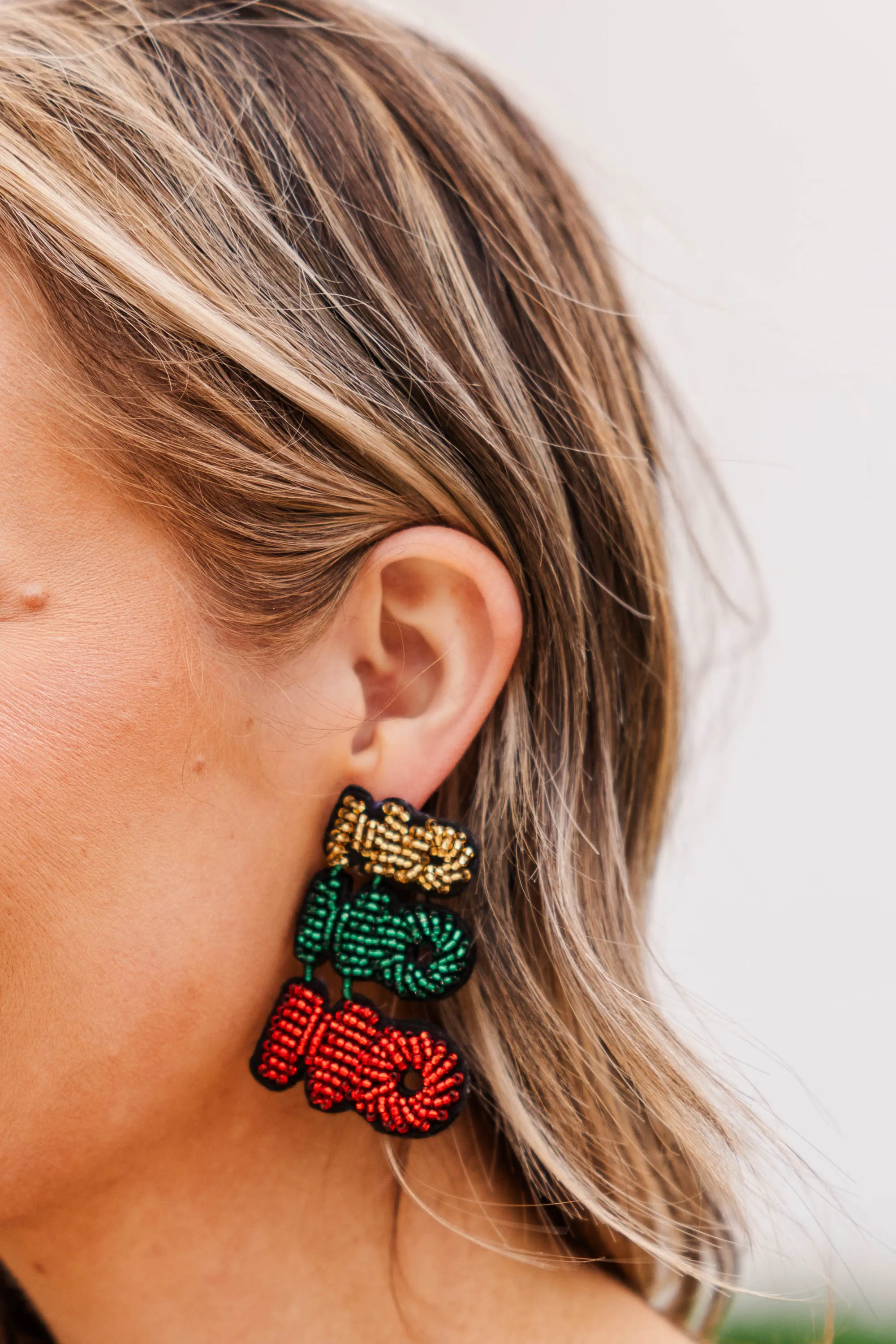 Ho Ho Ho Beaded Earrings, Multi