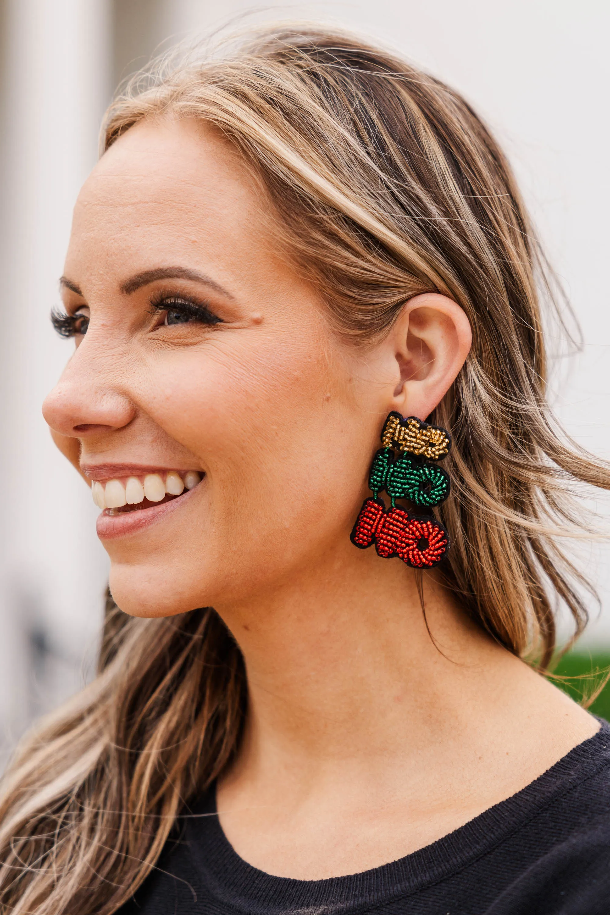 Ho Ho Ho Beaded Earrings, Multi