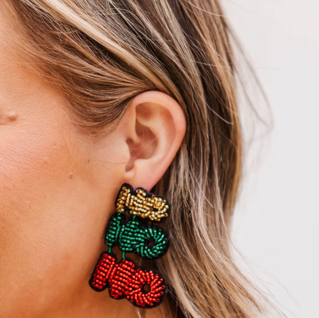 Ho Ho Ho Beaded Earrings, Multi
