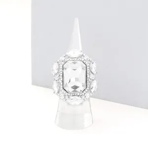 iLLASPARKZ Emerald Cut Crystal Centered Stretch Ring