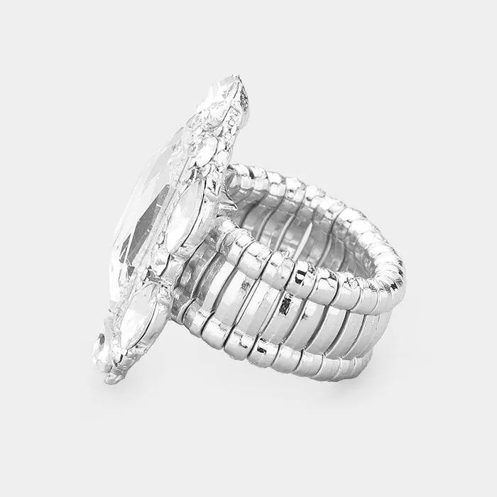 iLLASPARKZ Emerald Cut Crystal Centered Stretch Ring
