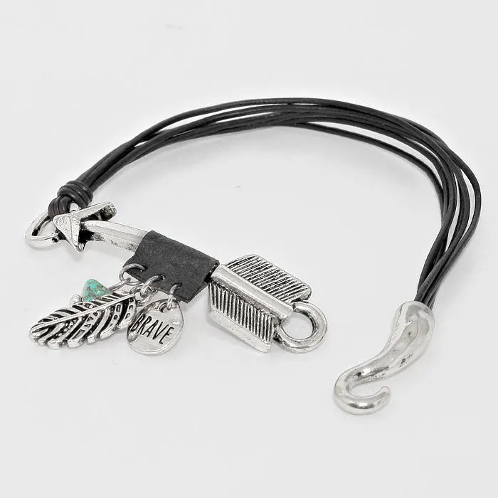 iLLASPARKZ "Brave" Arrow Leather Band Bracelet