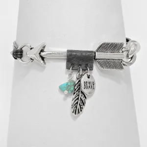 iLLASPARKZ "Brave" Arrow Leather Band Bracelet