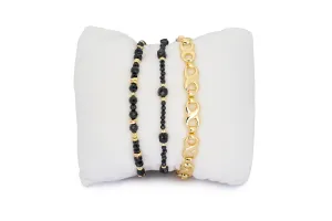 Izu Black Spinel Gold Stacking Bracelet