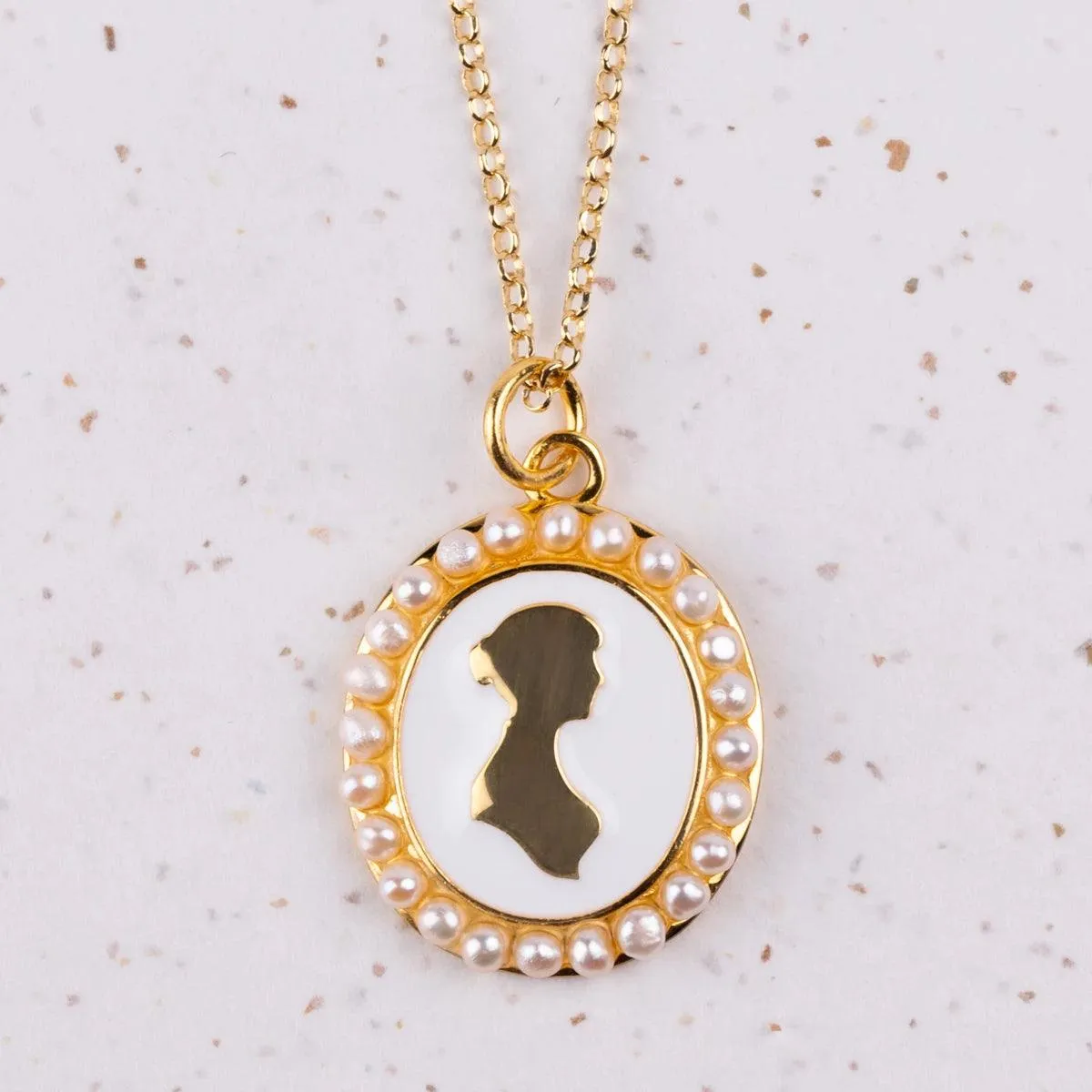 Jane Austen Pearl Silhouette Necklace