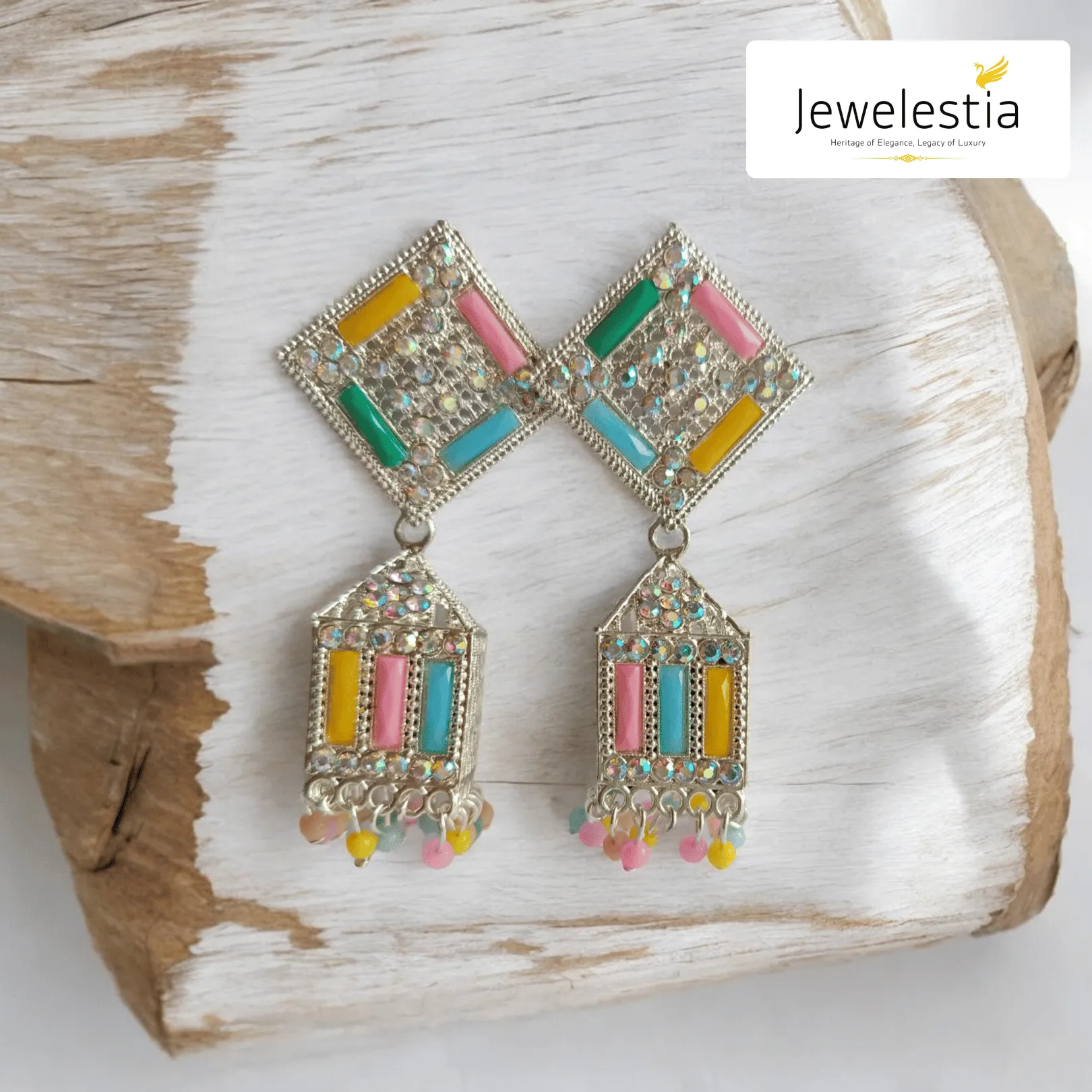 Jewelestia Multicolor Geometric Dangle Earrings