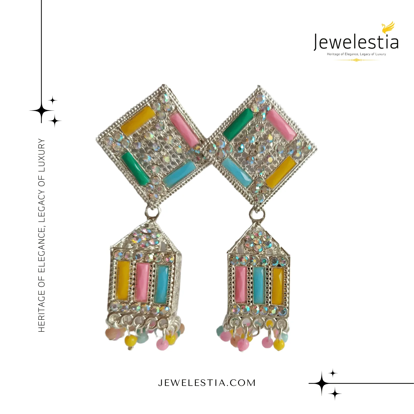 Jewelestia Multicolor Geometric Dangle Earrings