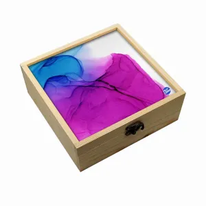 Jewellery Box Wooden Jewelry Organizer -  Purple Blue Ink Watercolor