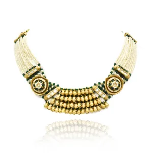Jiya Motif Antique Gold Beads Choker Set