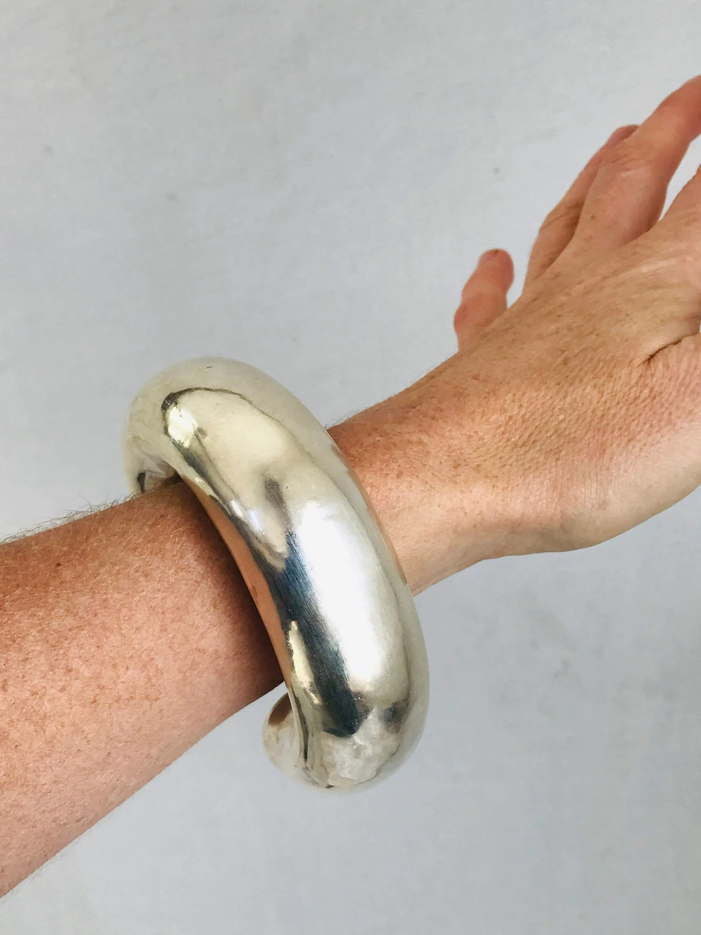 Karen Hill Tribe Sterling Silver SINGLE Bangle. Chunky. Gorgeous 0287