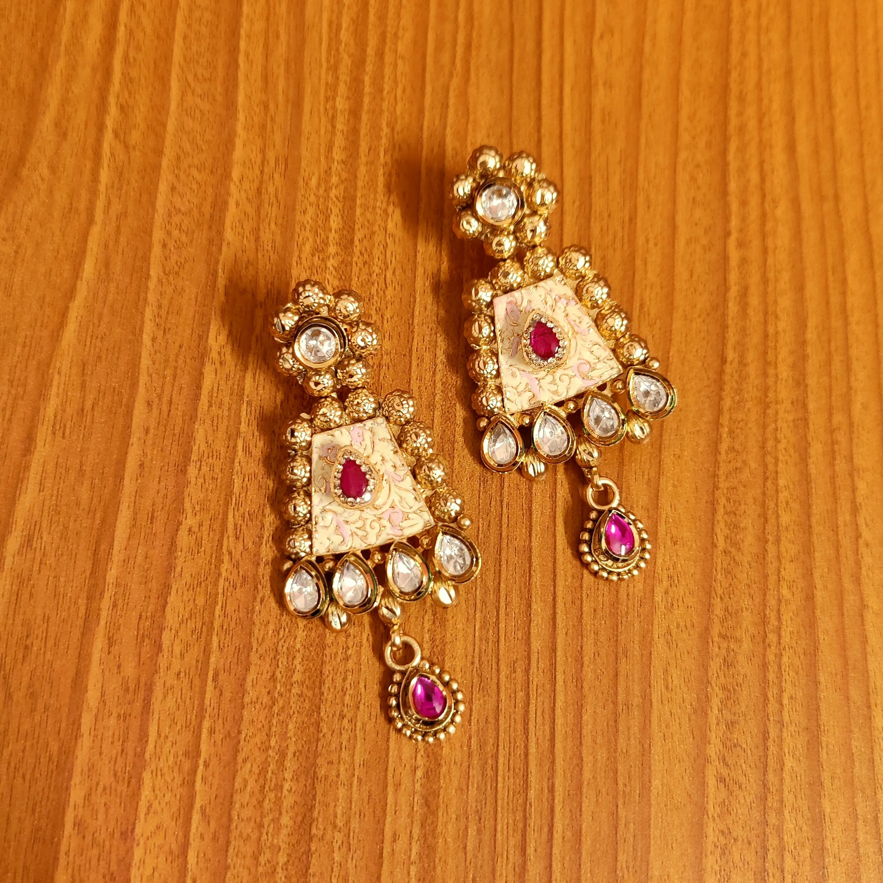 KUNDAN POLKI RUBY STONE WEDDING NECKLACE SET