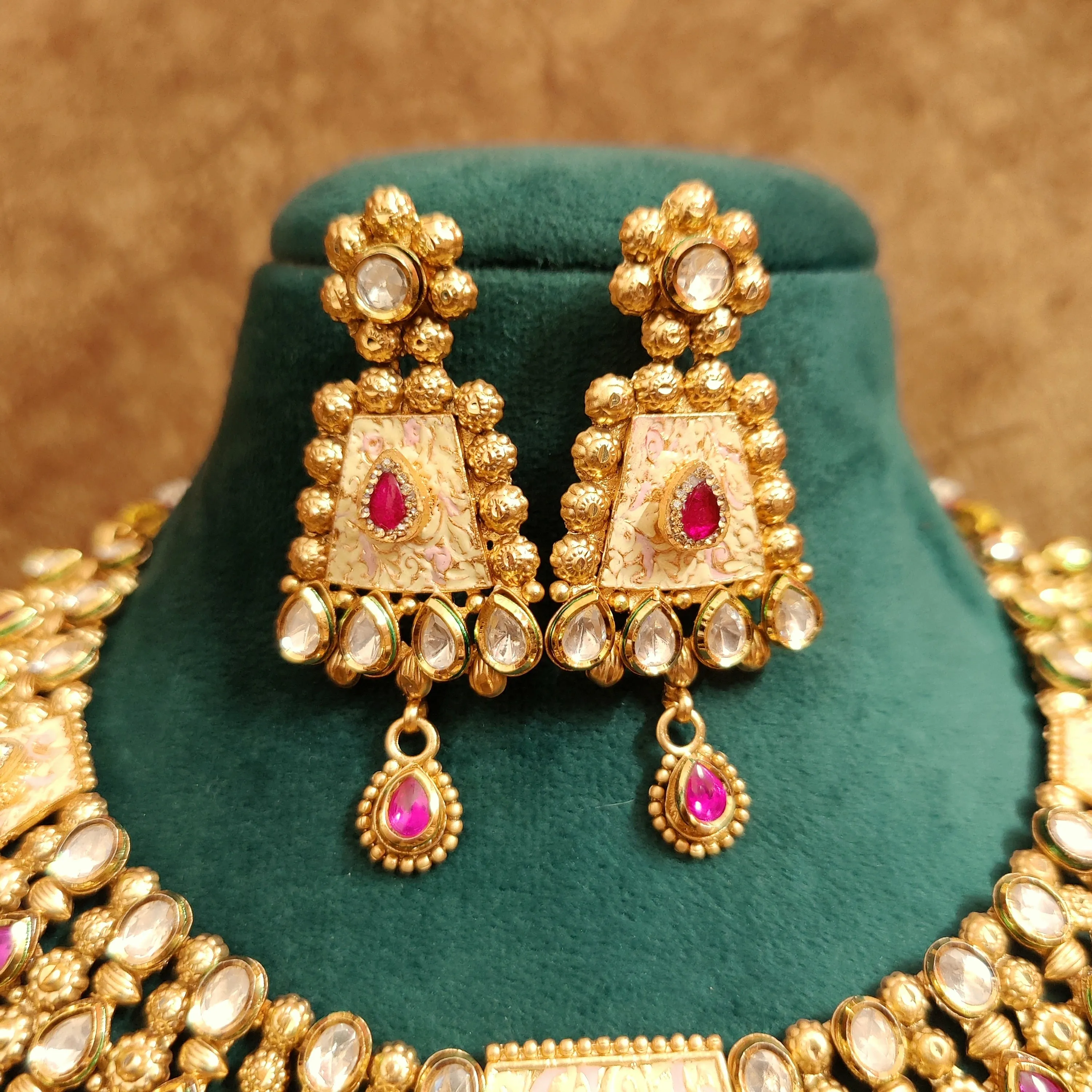 KUNDAN POLKI RUBY STONE WEDDING NECKLACE SET