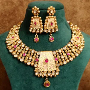 KUNDAN POLKI RUBY STONE WEDDING NECKLACE SET