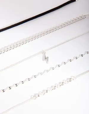 Lightning Bolt Silver Bracelet & Anklet Pack