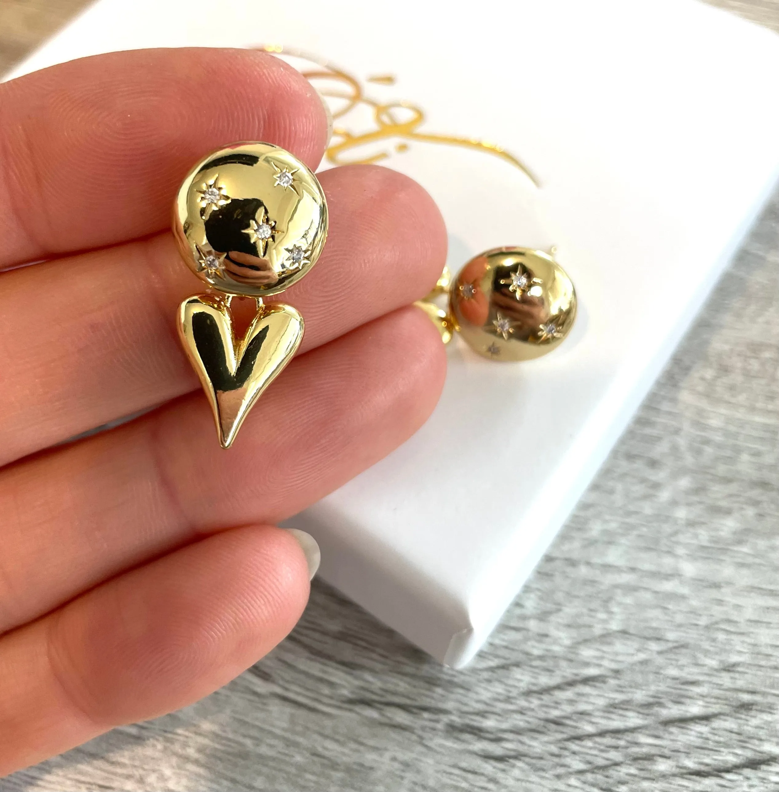 LOVE UNDER STARS-GOLD-EARRINGS-GIFT-CHARM JEWELLERY #238