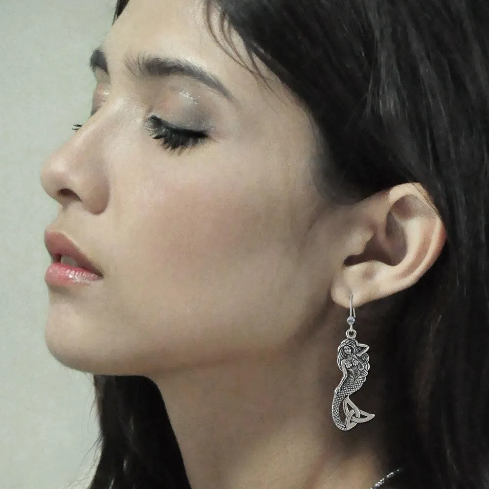 Lovely Mermaid Goddess with Trinity Knot Silver Earrings TER1663