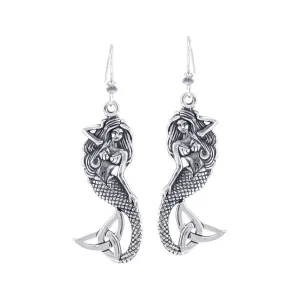 Lovely Mermaid Goddess with Trinity Knot Silver Earrings TER1663