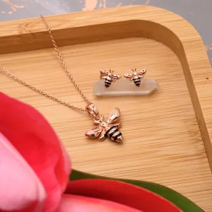 Luxury Queen Bee Necklace & Earrings Rose Gold *NEW* (Ships 5/1)