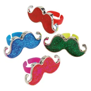 Moustache Rings Novelty 48 Pieces (Box)