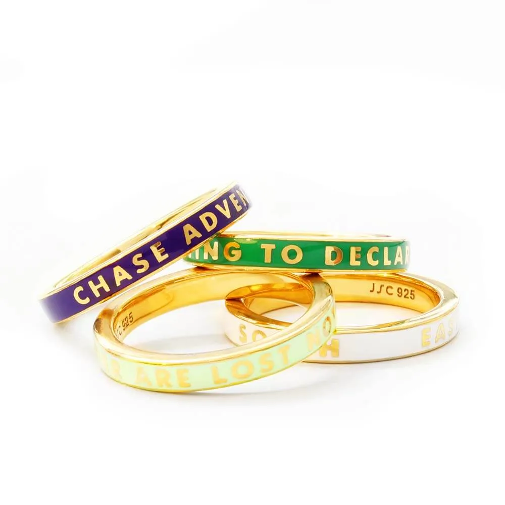 Nothing to Declare Ring, Green Enamel, Gold