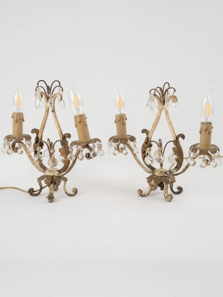 Pair of jeweled French table lamps -  girandoles
