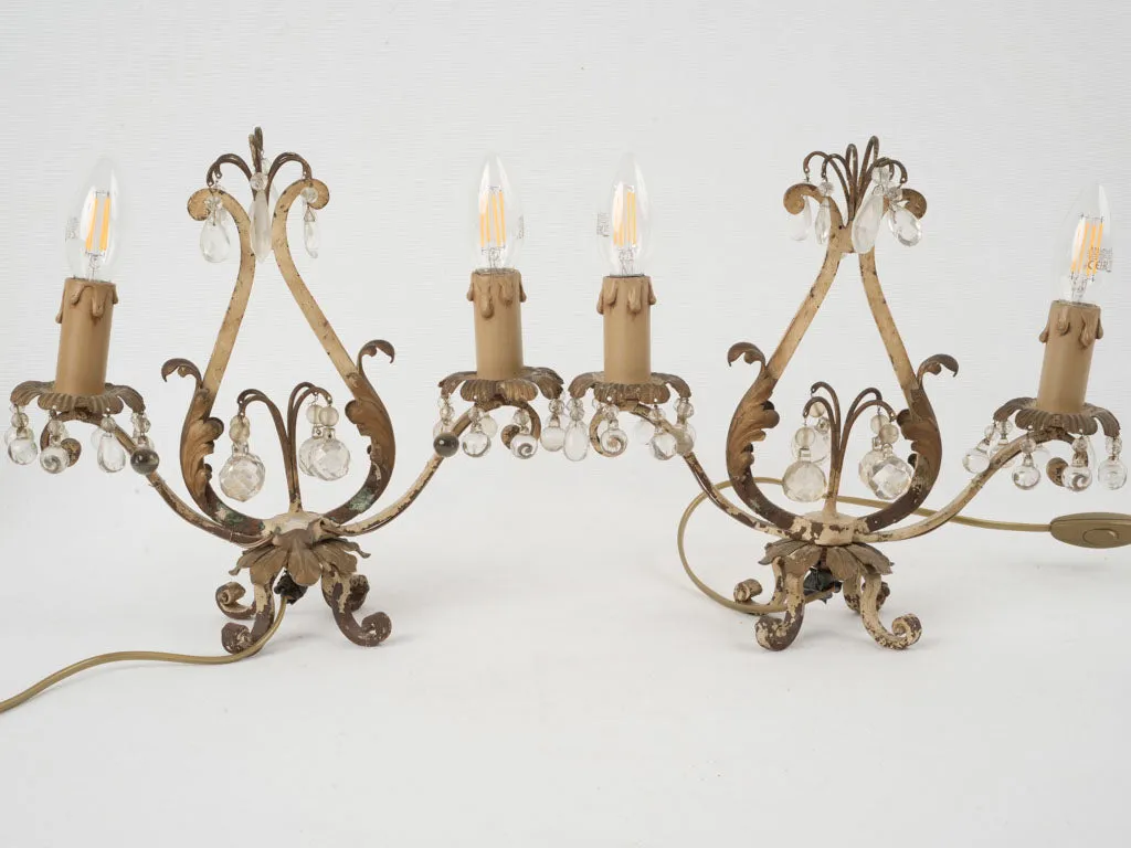 Pair of jeweled French table lamps -  girandoles