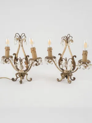 Pair of jeweled French table lamps -  girandoles