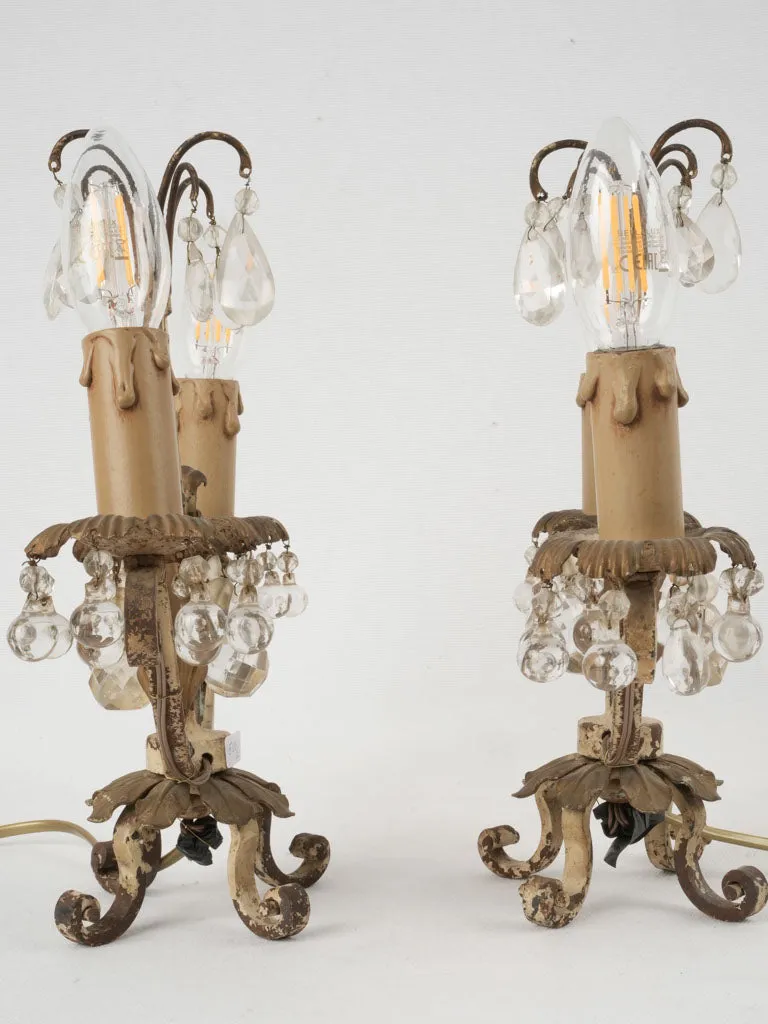 Pair of jeweled French table lamps -  girandoles