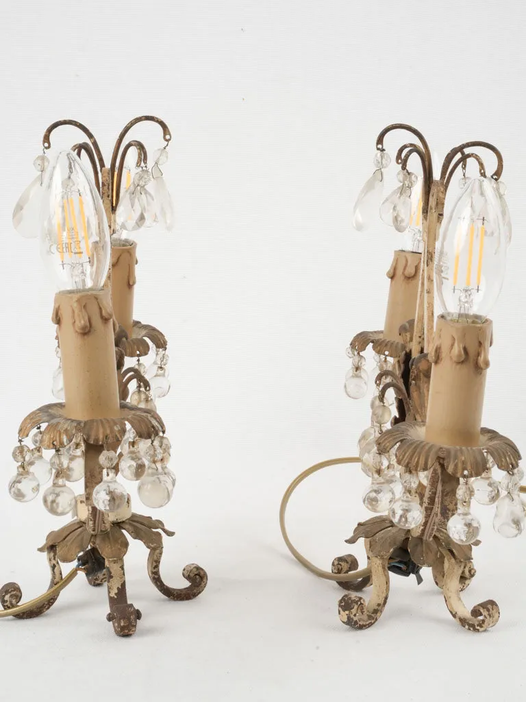 Pair of jeweled French table lamps -  girandoles