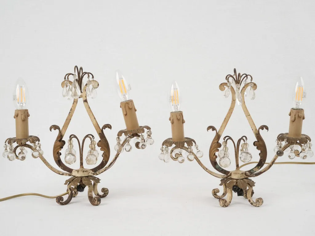 Pair of jeweled French table lamps -  girandoles