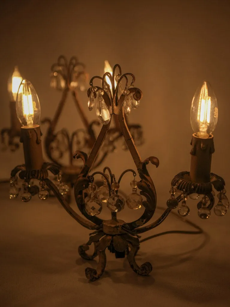 Pair of jeweled French table lamps -  girandoles