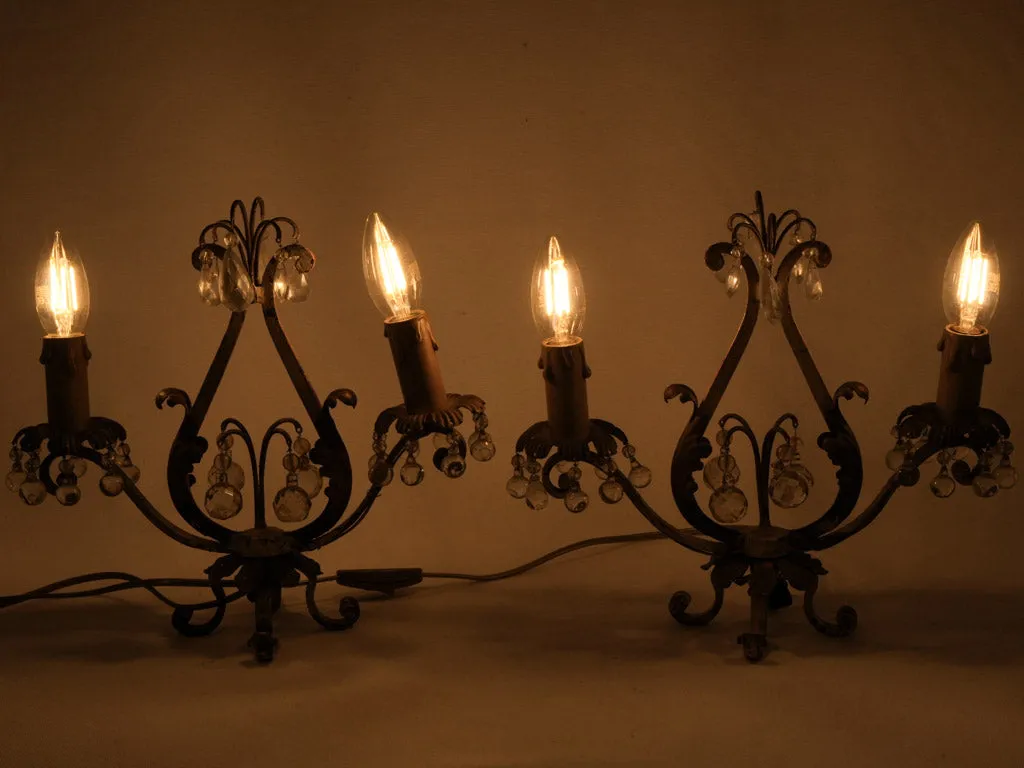 Pair of jeweled French table lamps -  girandoles