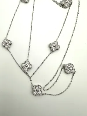 Pave CZ Multi Clover Necklace