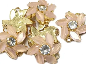 Peach & Green Flower Stone Charms
