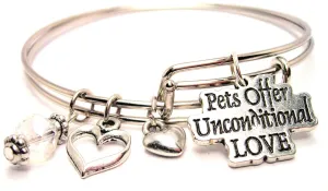 Pets Offer Unconditional Love Expandable Bangle Bracelet Set