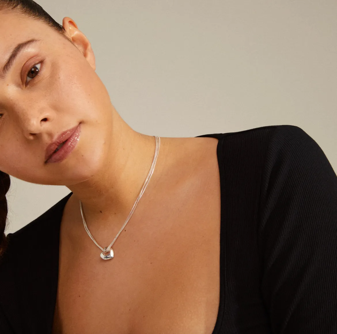 Pilgrim Wave Heart Necklace Silver