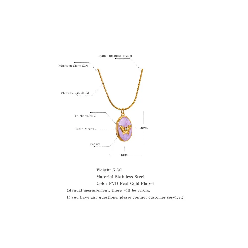 Pink Butterfly Pendant Necklace