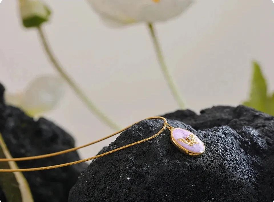 Pink Butterfly Pendant Necklace