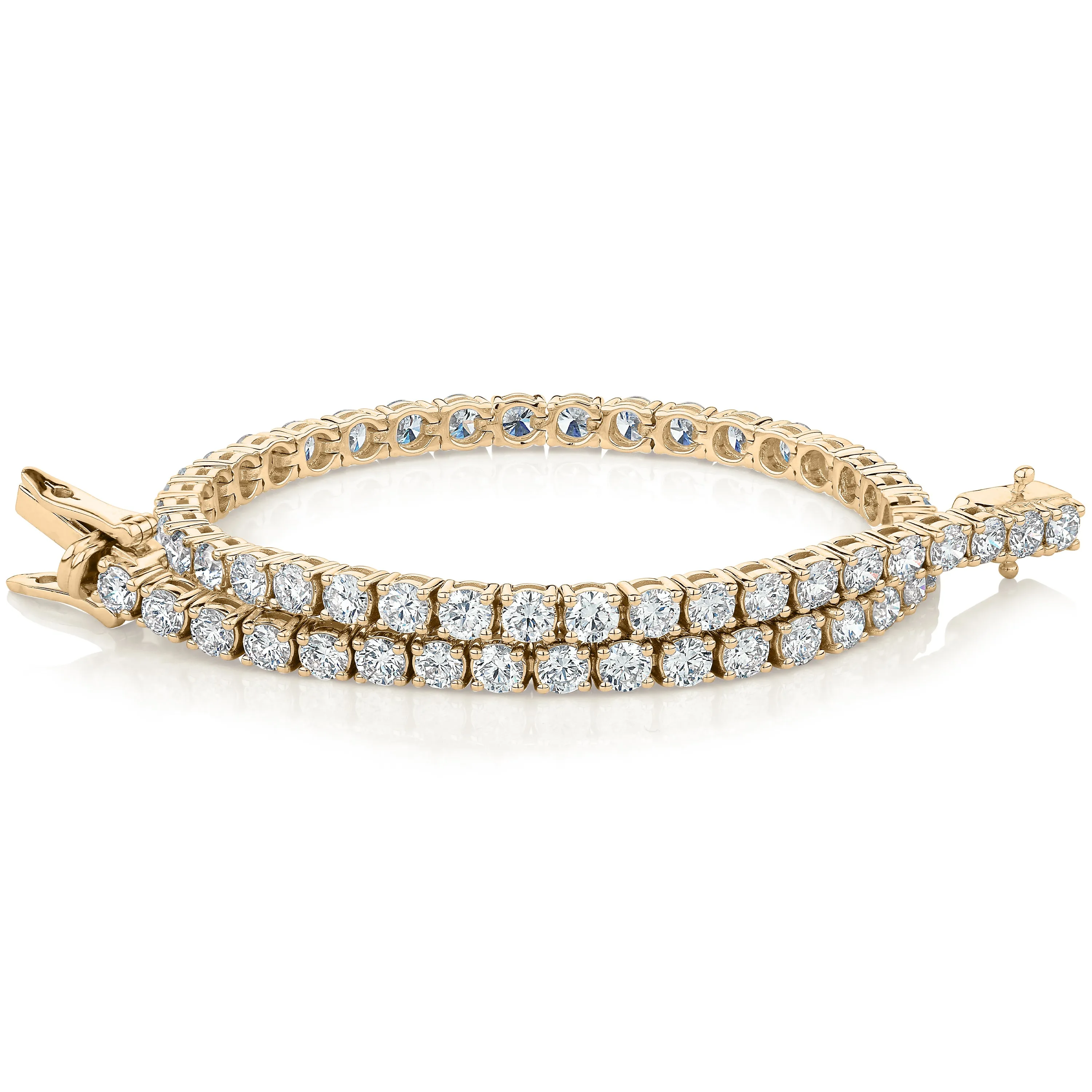Premium Lab-Grown Diamond, 5 carat TW round brilliant tennis bracelet in 18 carat yellow gold