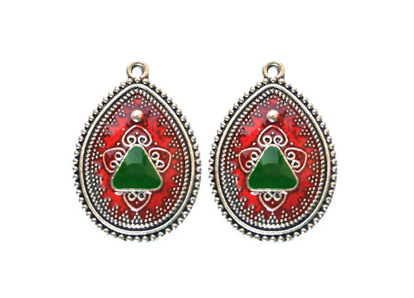 Reddish Pink Green Enamel Designer Pendants