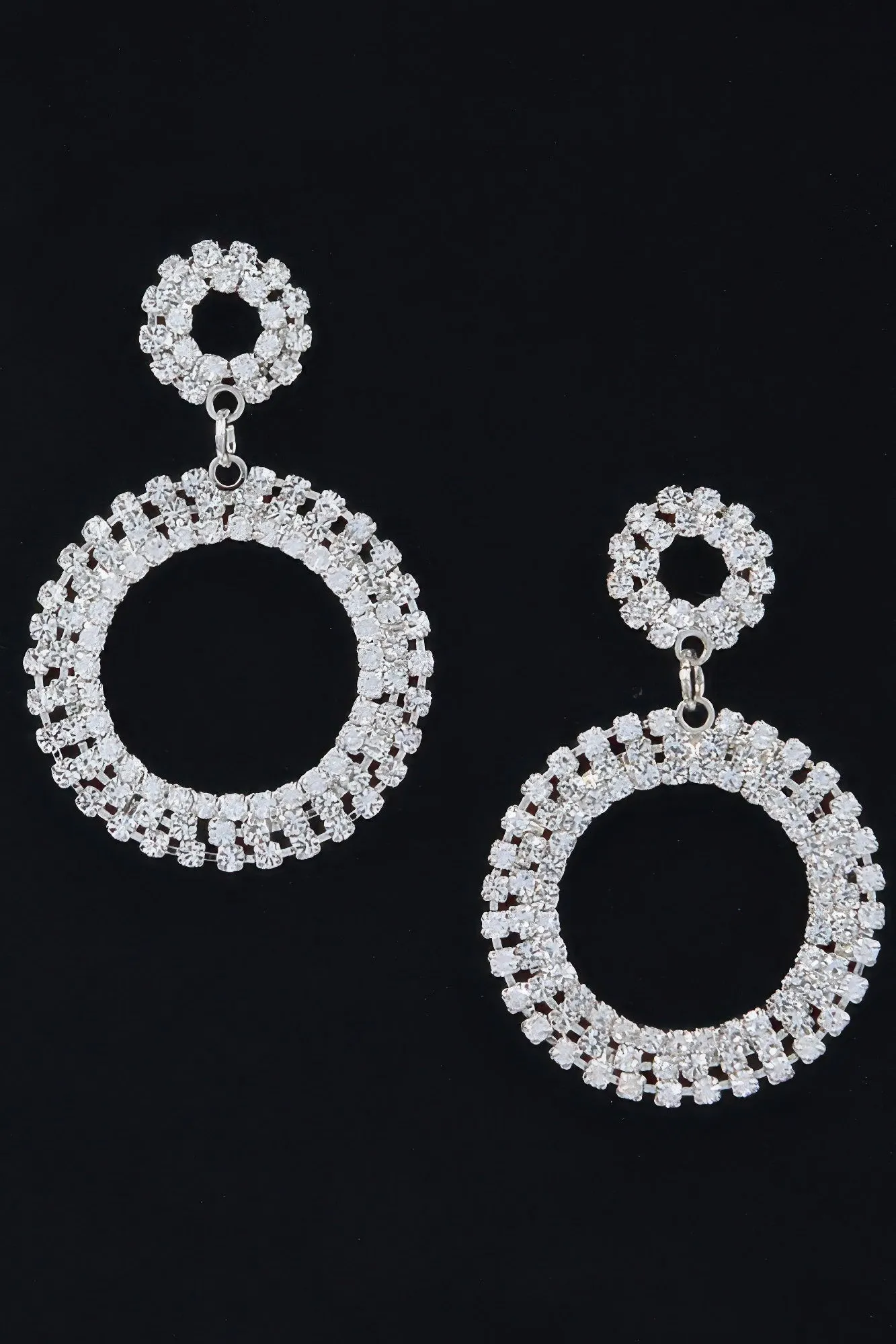 Rhinestone Round Circle Dangle Earring