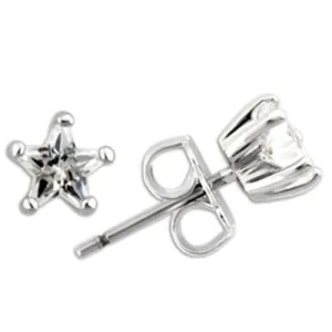 Rhodium 925 Sterling Silver Earrings with AAA Grade CZ in Clear for Women Clear Stone Color Style 0W157
