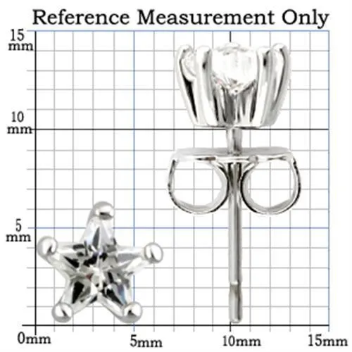 Rhodium 925 Sterling Silver Earrings with AAA Grade CZ in Clear for Women Clear Stone Color Style 0W157
