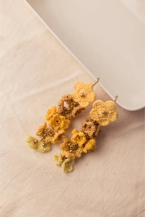 Samoolam Yellow Shower Floral Danglers