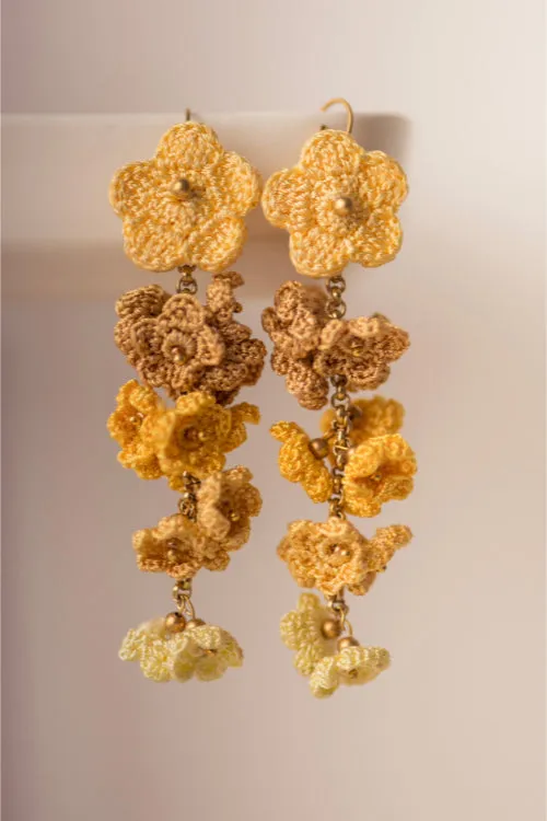 Samoolam Yellow Shower Floral Danglers