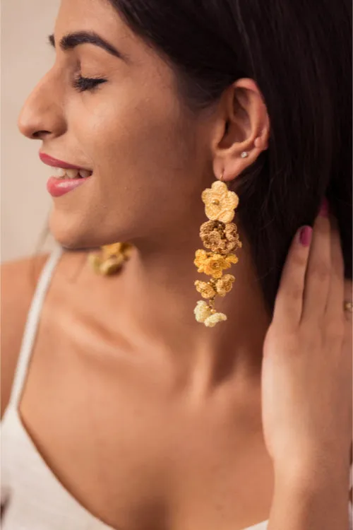 Samoolam Yellow Shower Floral Danglers