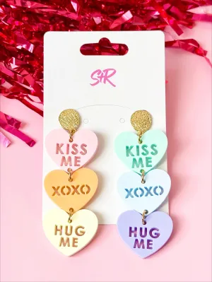 Sandy   Rizzo Pastel Rainbow Conversation Heart Earrings